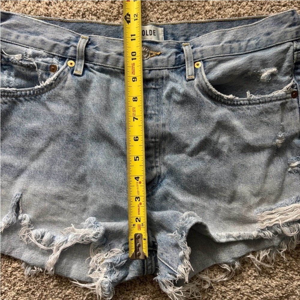 AGOLDE Parker Distressed Denim Cut Off Shorts Light Wash Blue Sz 29 - Picture 11 of 11